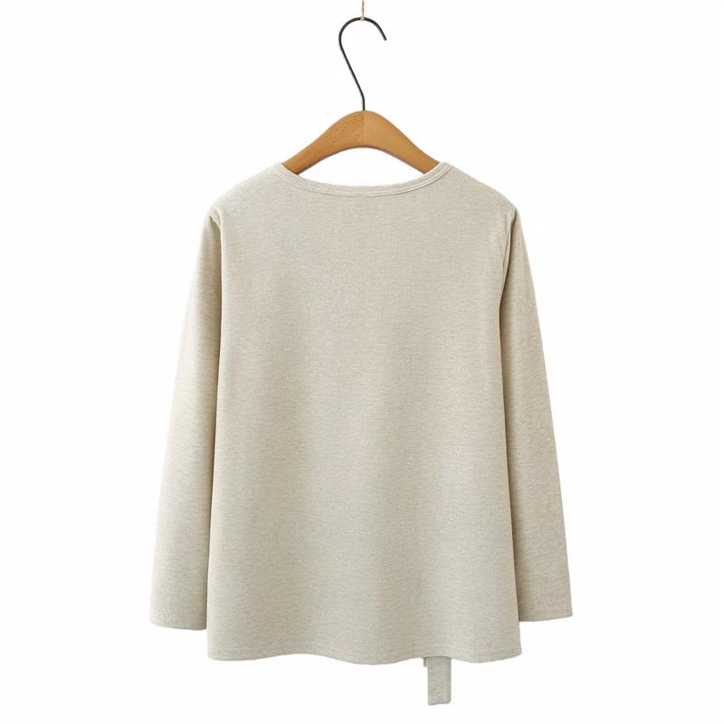 2026 Spring Plus Size Long Sleeve Round Neck Tops for Women and Girls Casual Base Layer 381