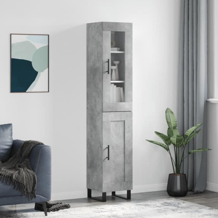 VidaXL Buffet haut Gris béton 34,5x34x180 cm Bois d'ingénierie 3199517