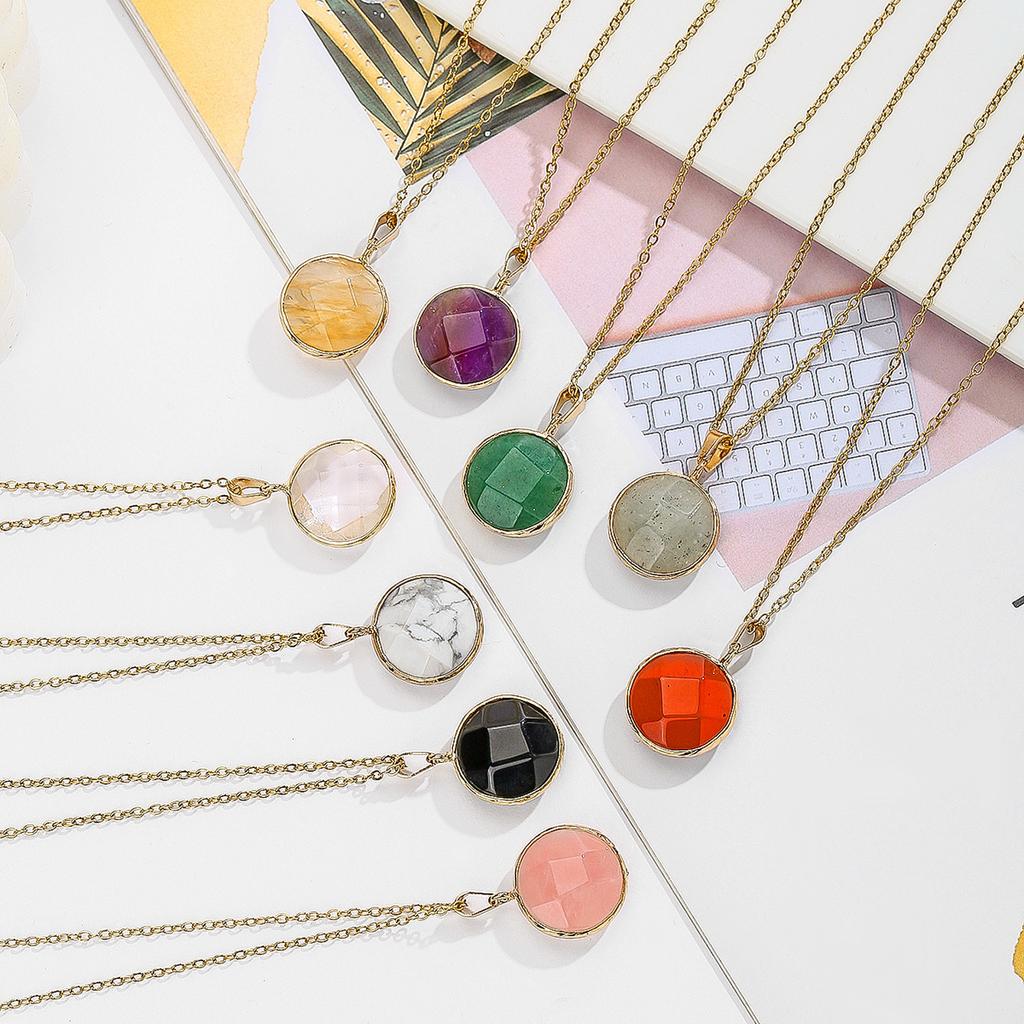 Natural crystal pendant, cut surface, amethyst necklace, semi precious gemstone necklace, Bohemian jewelry