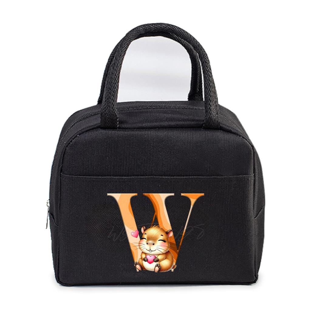 Office worker small portable lunch bag Oxford cloth letter student large portable bento bag