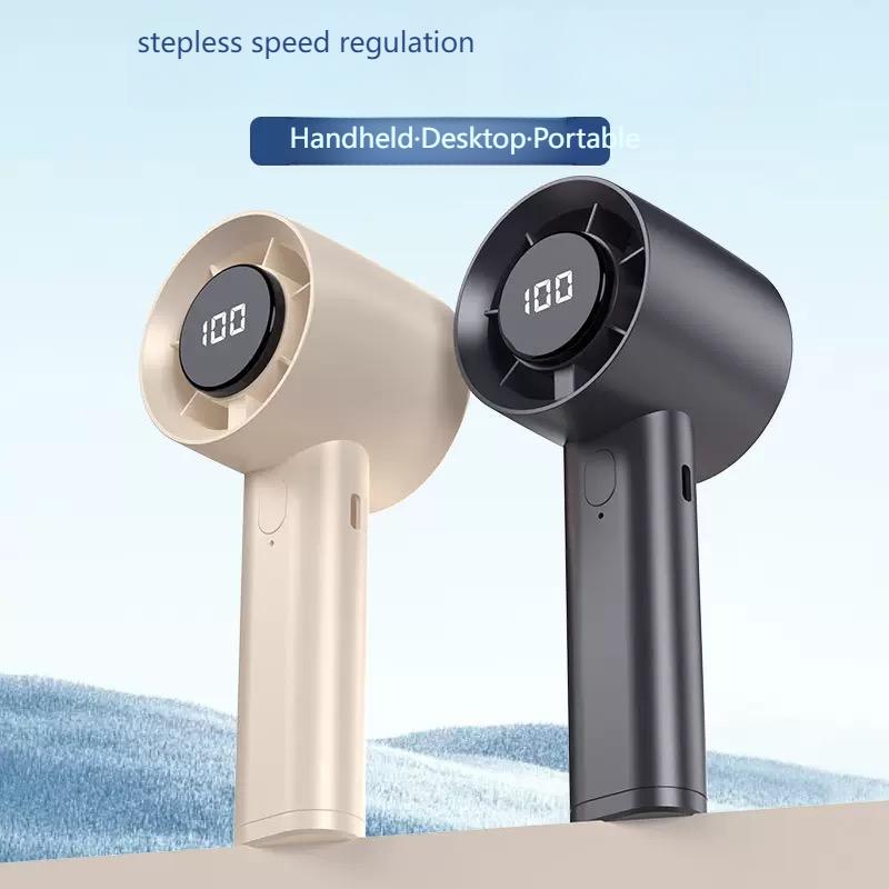 Xiaomi Portable Mini Handheld Fan with LED Display Semiconductor Refrigeration 100 Speeds USB Rechargeable Battery Outdoor Fan