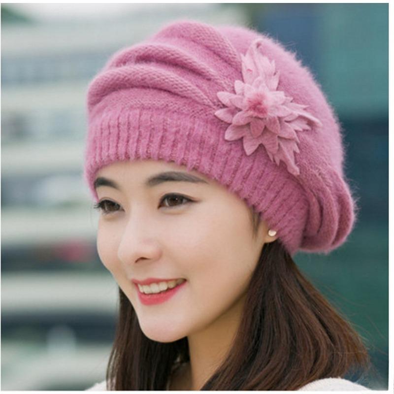 Autumn and Winter Hats Foreign Style Rabbit Hair Wool Beret Middle-aged Mothers Plush and Thickened Ear Protection Bonnets
