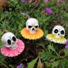 Halloween Skull Garden Stakes 3Pcs/Set Stakes, Chrysanthemum Yard Resin Decorative Plant Flower Ornaments for Lawn Patio Bed Decoration