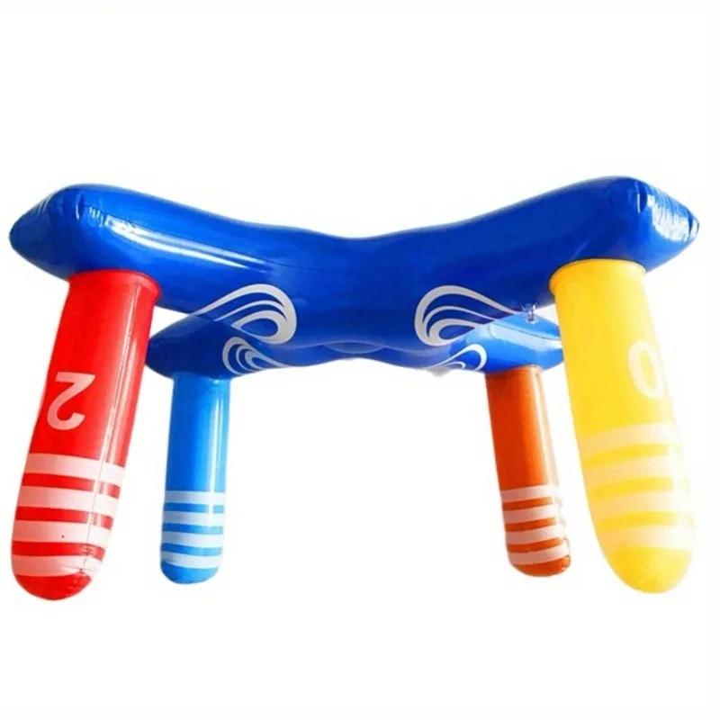 1 Set of Inflatable Lifting Ring Throwing Game with Pump-colorful Water Toys for Swimming Pool,parties,and Outdoor Entertainment
