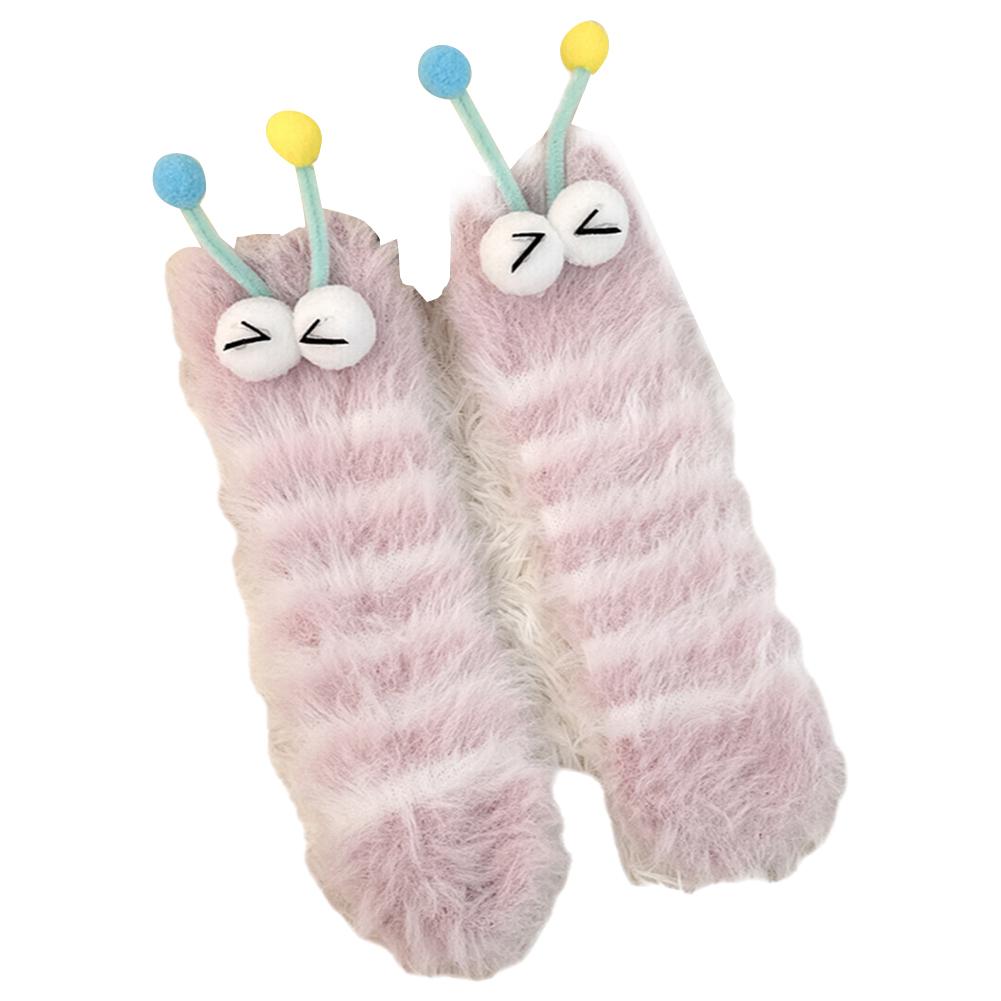 Funny Monster Socks Cute Cartoon Expression Plush Socks Autumn Winter Coral Fleece Floor Socks Christmas Stockings