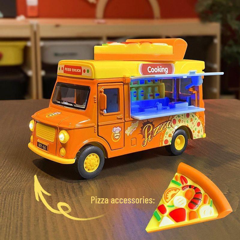 Children's Pull-Back Alloy Toy Bus with Ice Cream, Popsicle, Hamburger, & Kitchen Music