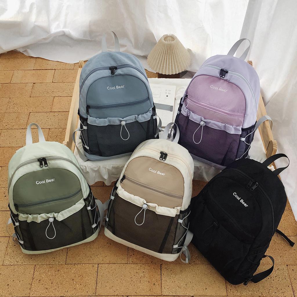 Schoolbag new outdoor wind color matching backpack net pocket design lightweight large capacity backpack commuting leisure schoolbag
