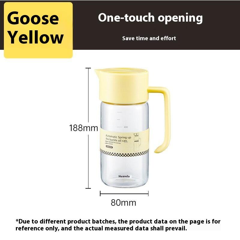 

550ml Kitchen Glass Oil Pot, Household One-click Open Lid Leak-proof Oil Tank, Gravity Automatic Opening and Closing Oil Bottle жовтий