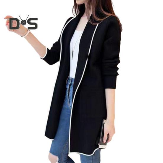 

Женская осенне-зимняя куртка с открытой строчкой, кардиган с длинным рукавом средней длины, однотонное однотонное женское теплое пальто со свободными карманами и лацканами M