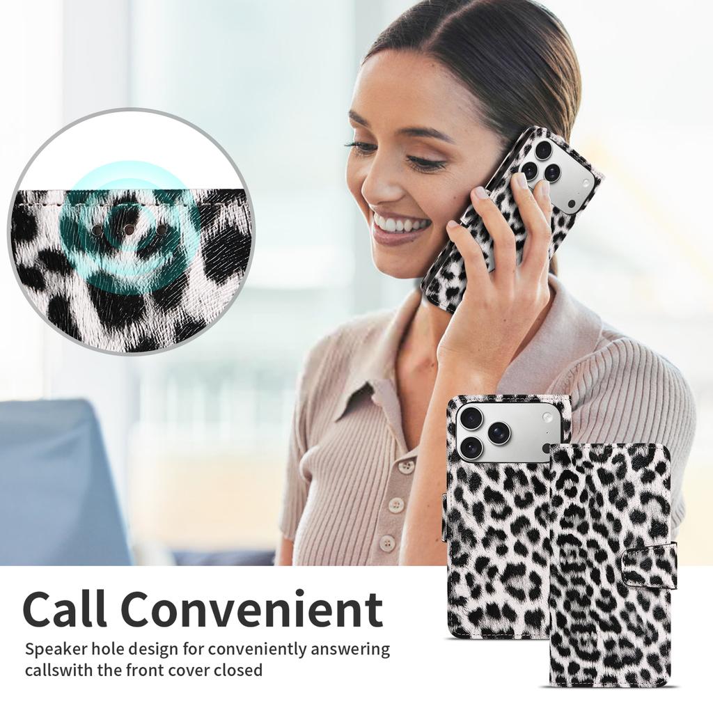 Leopard Print Leather Phone Case for IPhone 17 16 15 14 13 12 11 Pro Max Plus Mini 7 8 Plus Shockproof & Scratch-Resistant Cover