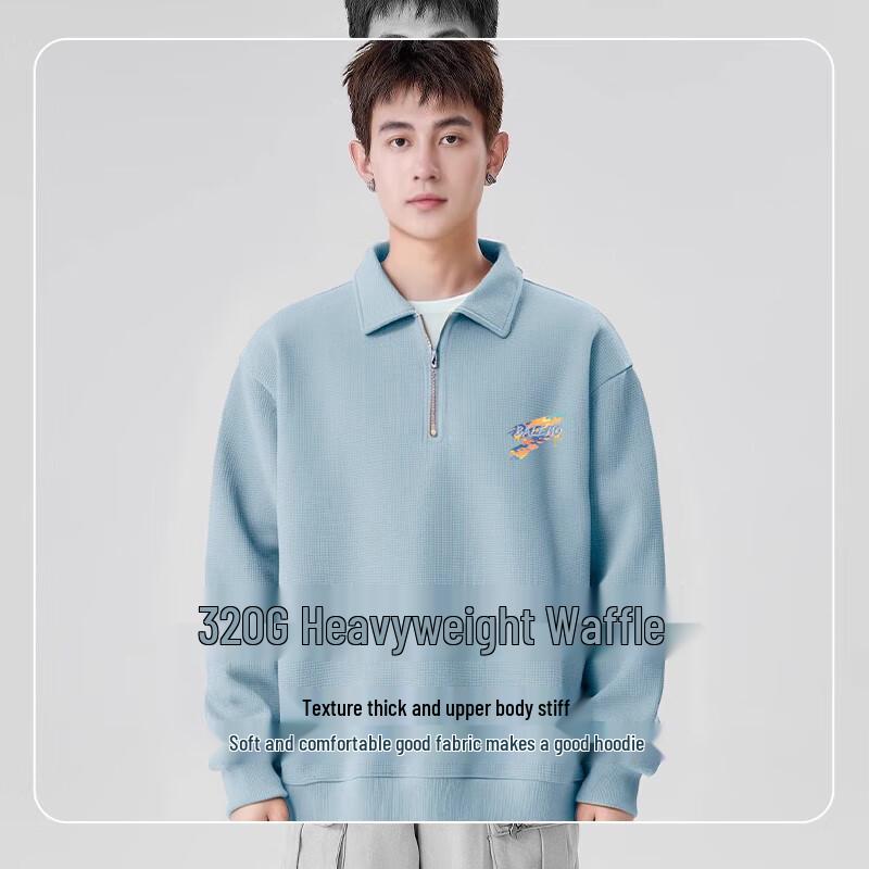 Baleno Men's Waffle Knit Turn-down Collar Sweatshirt