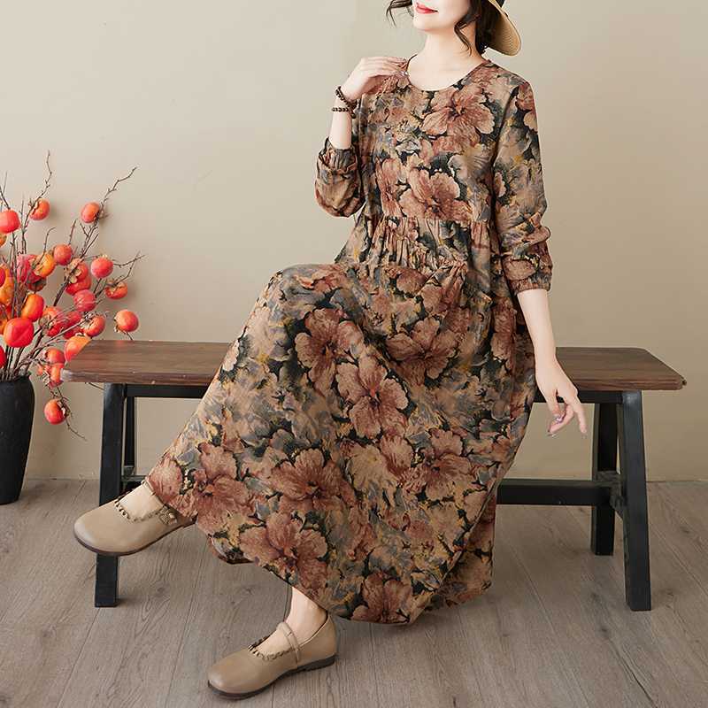 Spring and Autumn Long-sleeved Dress Long Lace Dress