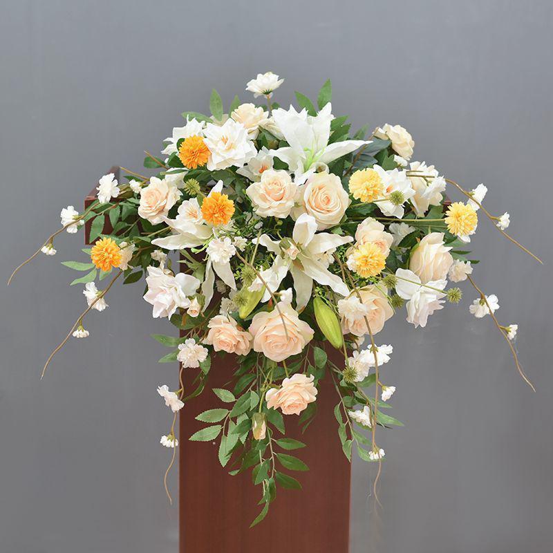 Luxury Business Podium Stand with Artificial Flower Decoration: Perfect for Speeches or Kindergarten Events