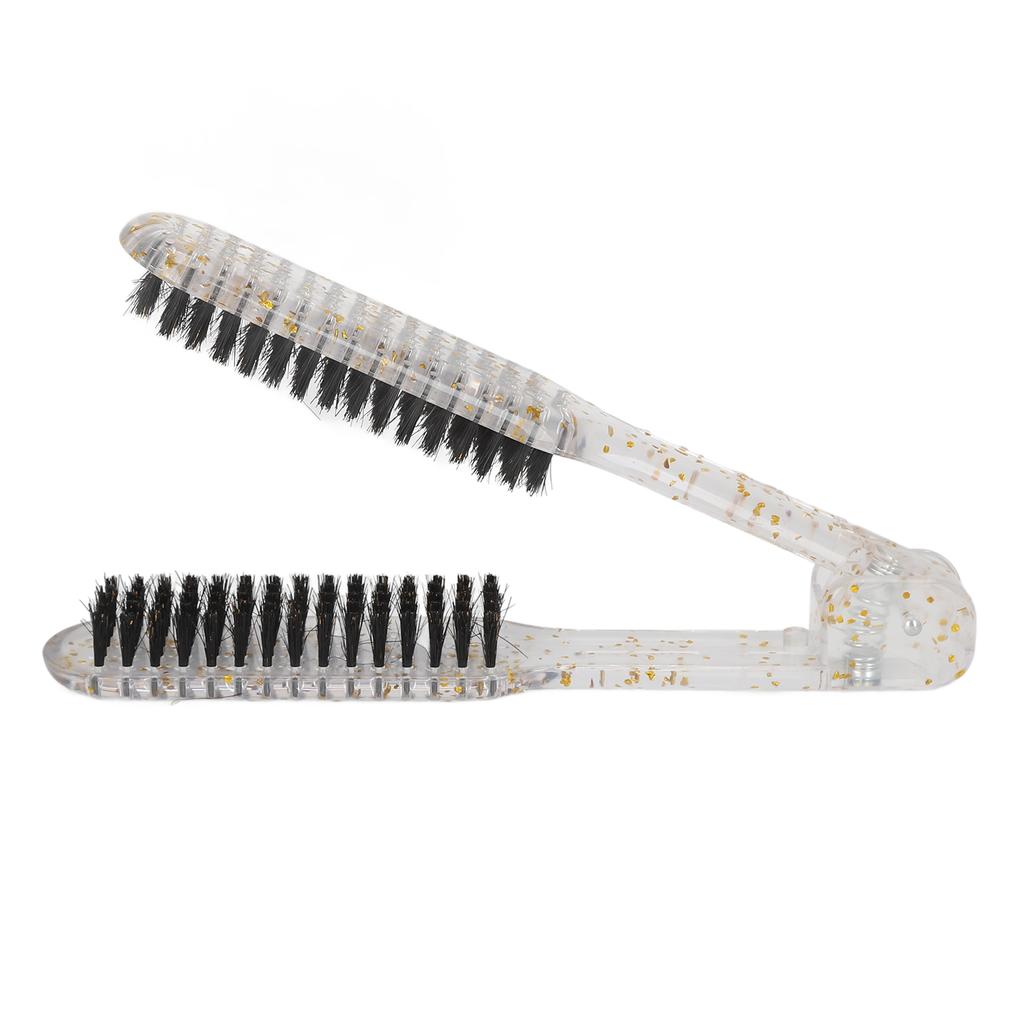 Double Sided Brush Clamp Ergonomic Handle Anti Static Nylon Hair Straightening Splint Brush