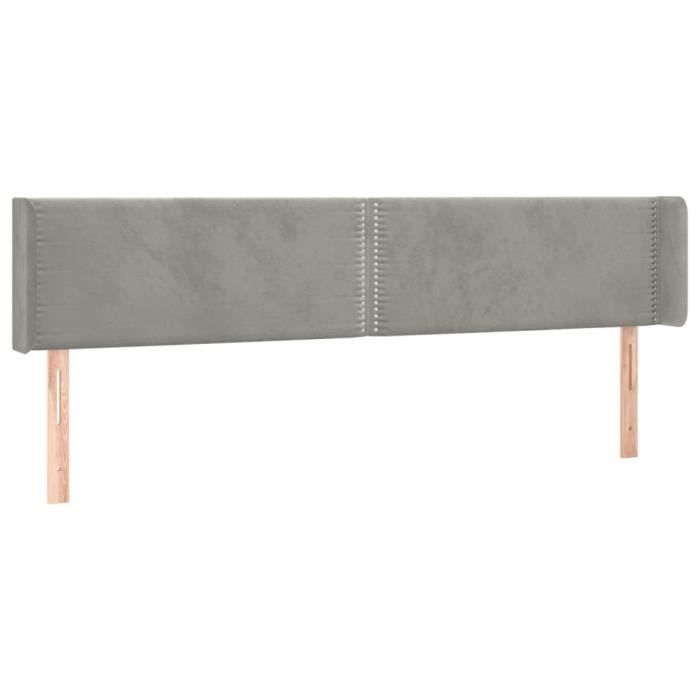VidaXL Tête de lit avec oreilles Gris clair 203x16x78-88 cm Velours3118694