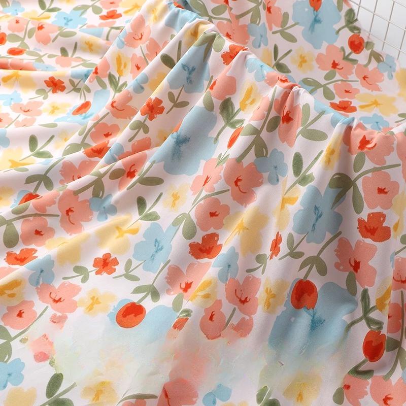 Wide 143cm Summer Cotton Fabric for DIY Sewing Children's Pajamas Clothes Cheongsam Super Soft Floral Cartoon Fabric