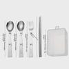 Compact Folding Stainless Steel Tableware Set: Portable Spoon for Students, Work, Outdoor, and Camping