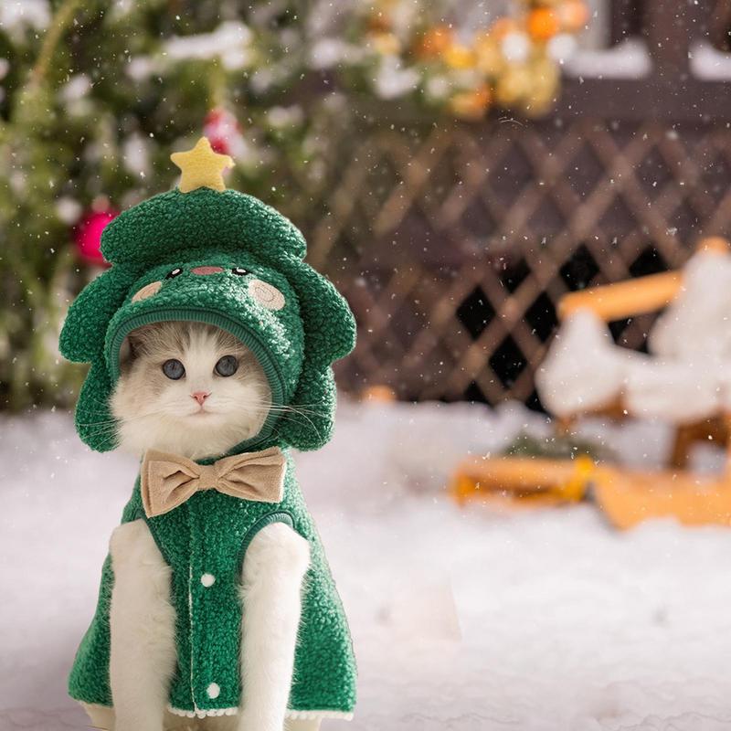 Pet Christmas Costumes | Dog Cat Holiday Apparel | Winter Warm Cosplay Christmas Cape With Cartoon Hat Cozy For Cats And Puppy