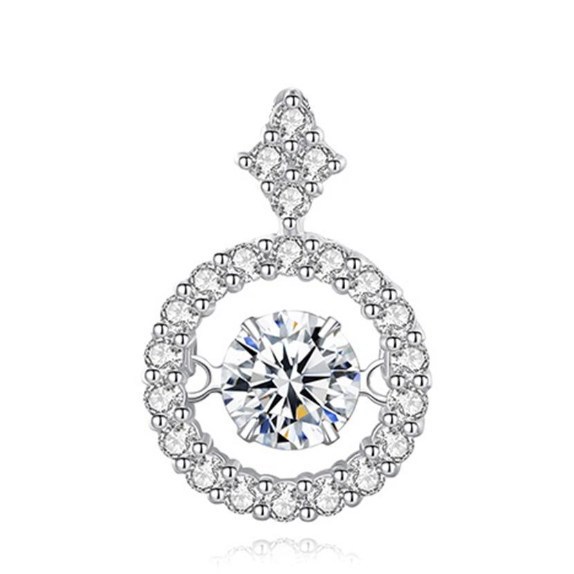 

Круглое гибкое женское ожерелье с муассанитом, цепочка с геометрическим кулоном в виде бьющегося сердца на ключицу