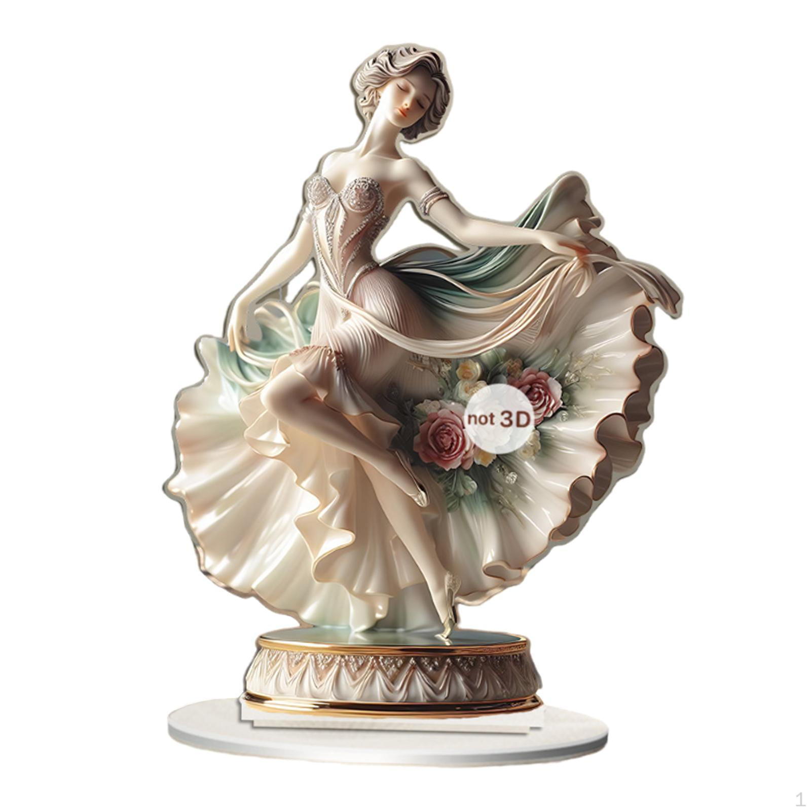 

2D Dancing Girls Ornament Dancer Decor Modern Tabletop Decoration Flat Acrylic Sign for Gifts Theme Style C