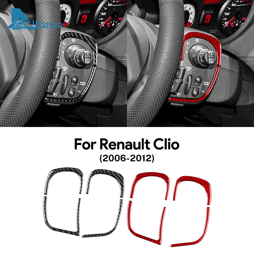 Naklejka z prawdziwego miękkiego włókna węglowego do Renault Clio 3 2006 2007 2008 2009 2010 2011 2012 Wnętrze samochodu Rama przycisków kierownicy