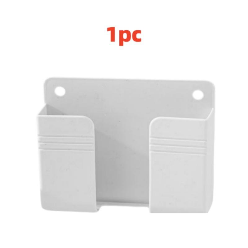 1pc  Wall Mounted Mobile Phone Holder Multifunction Organizer Storage Box Remote Control Charger Stand  Universal Accessories