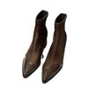 Ankle Boots Women Chunky Mid Heels Suede Shoes Woman Pointed Toe 2024 Trend Winter New Goth Walking Snow Chelsea Botas De Mujer