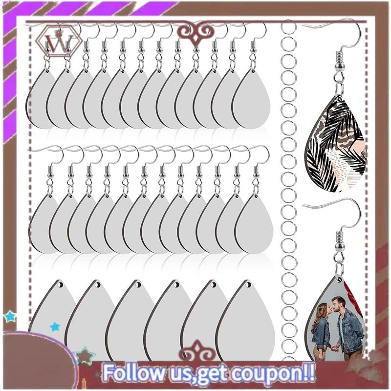 A95D-30 Pcs Sublimation Blanks Products, Sublimation Earring Blanks With Earring Hooks And Jump Rings NONE белый