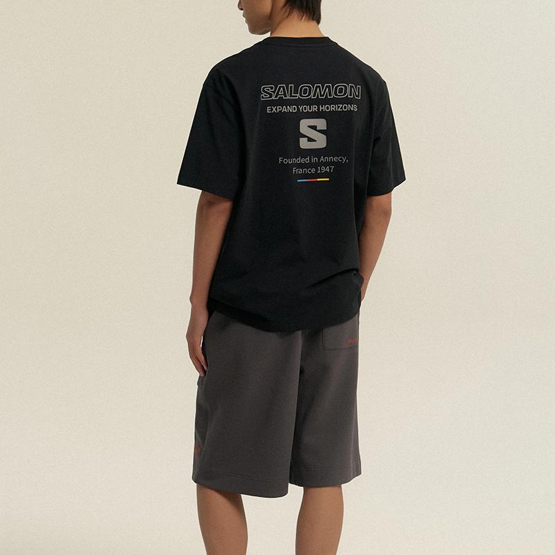 SALOMON Uni Blast Series Cool Sensation Letter Round Neck Pullover Short Sleeve T-Shirt Unisex T-Shirts Black C28083