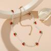 Bohemia Beaded Red Cherry Necklace for Women Cute Handmade Fruits Seed Bead Transparent Chokers Necklaces Boho Jewelry
