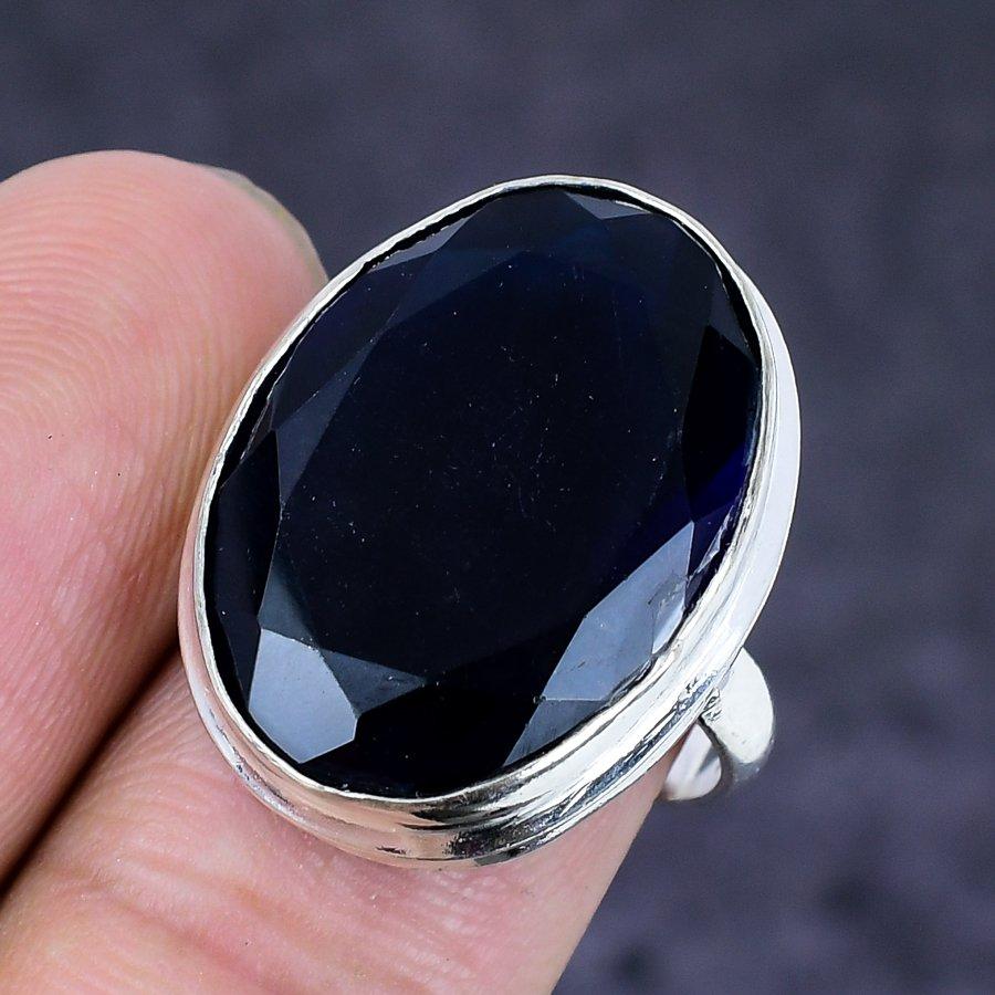 London Blue Topaz Gemstone Handmade 925 Sterling Silver Ring Size 5.5 H7q15