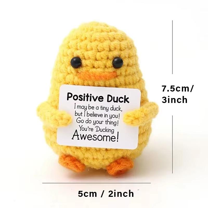 Animal Crochet Handmade Knitting Positive Energy Duck Doll Hug Pocket Mini Funny Emotional Support Crochet Gift for Birthday