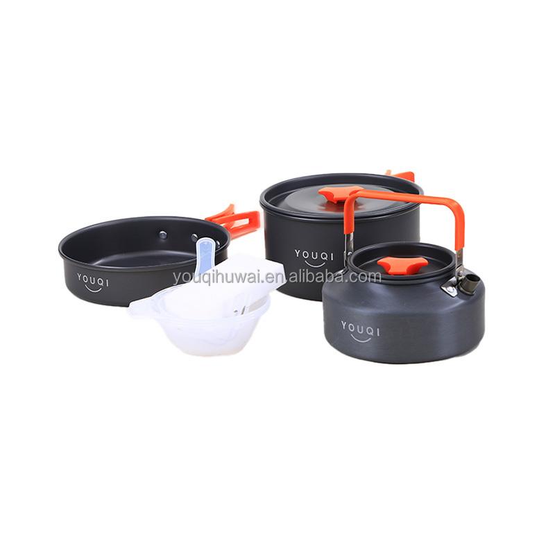 YOUQI New Portable 2-3 Person Folding Camping Pot Pan Camping Cookware Set