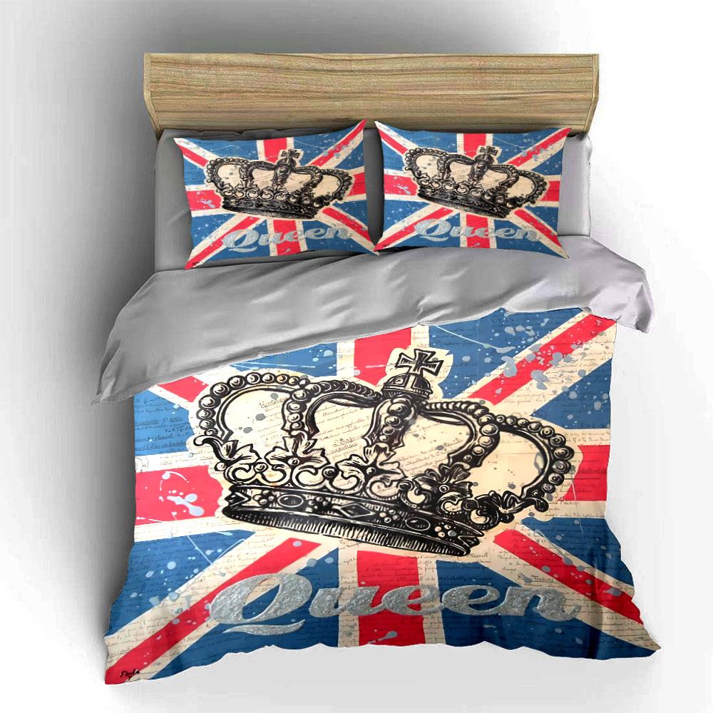 "Union Jack Crown Bedding Set" Bedding Duvet Cover Set Duvet Cover Pillowcases (1 * Duvet Cover 2 * Pillowcases, Without Duvet Insert)