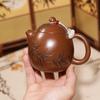 Handcrafted Yixing Zisha Purple Clay Teapot by Famous Artist - Bamboo Leaf Dragon Egg Design Tea Set