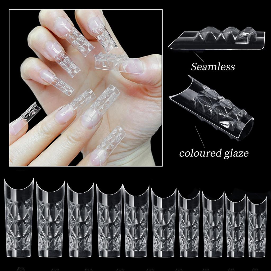 3D 120pcs/Box Long False Press On Acrylic Nails Coloured Glaze False Nails Stiletto Aail Tips For Extension Manicure Art Design