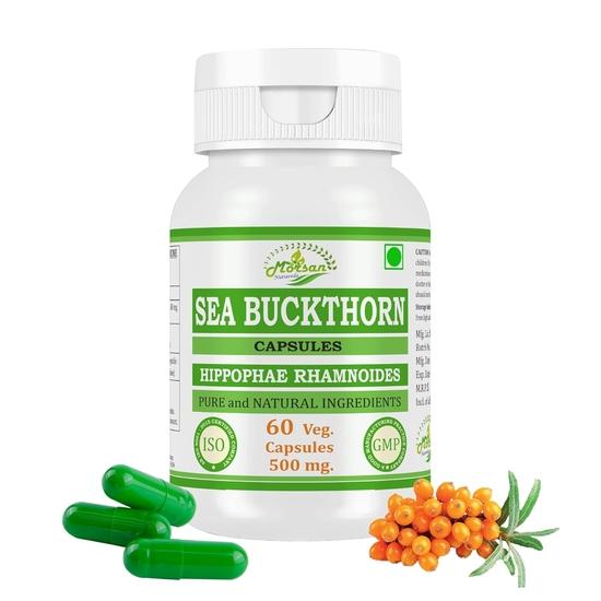 Morsan Nutraveda Sea Buckthorn (Hippophae Rhamnoides) Extract Capsule | 60 X 500 Mg Veg Capsules | Promotes Skin Wellness | Natural Vegan Formula