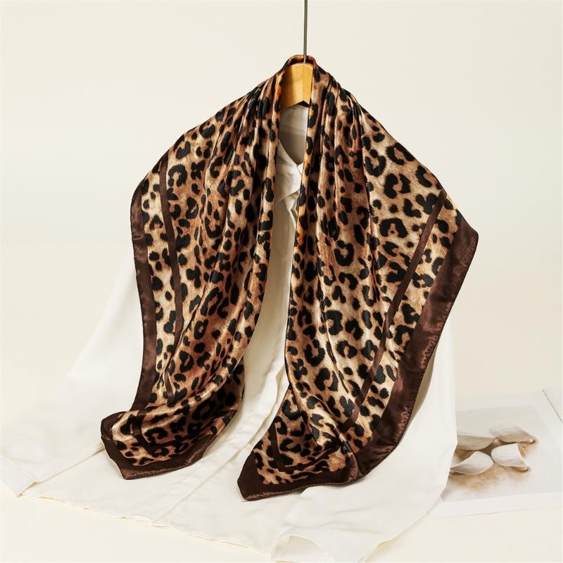 Stylish Leopard Print Sun Protective Lightweight Shawl Shoulder Wrap Scarf For Outdoor Beach Music Festivals