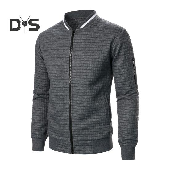 Herrenjacke Herbst Winter Einfarbig Waffelstruktur Sweatshirtjacke mit Taschen Reißverschlussleiste Lässige Oberbekleidung Sportliche Kleidung