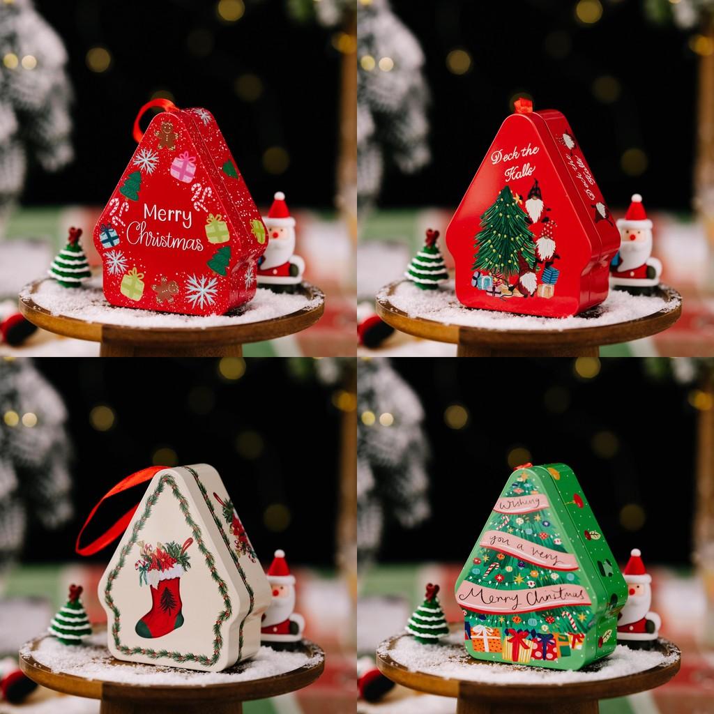Charming Christmas Tin Gift Boxes Featuring Colorful Cartoon House Patterns