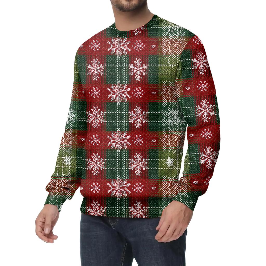 Men's Casual Fashion Printed Round Neck Pullover Sweatshirt