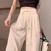 Jacquard Chinese Style Panels Summer Ice Silk High Waist Wide Leg Drape Floor Straight Long Pants