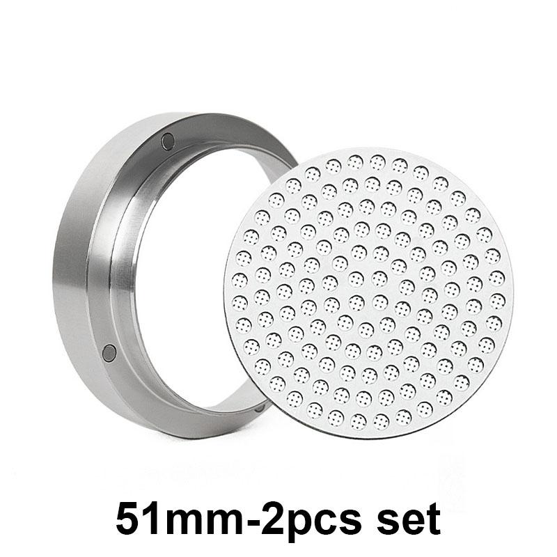 58/53/51mm 2PCS Espresso Dosing Funnel & Puck Screen Kit Magnetic Espresso Coffee Dosing Ring Reusable Espresso Puck Screen