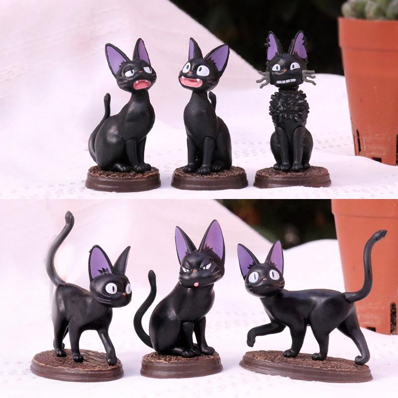 

6pcs/set Cartoon Black Cat Handmade Model Doll Desktop Micro Landscape Accessories Home Decoration Healing Series Birthday Gift