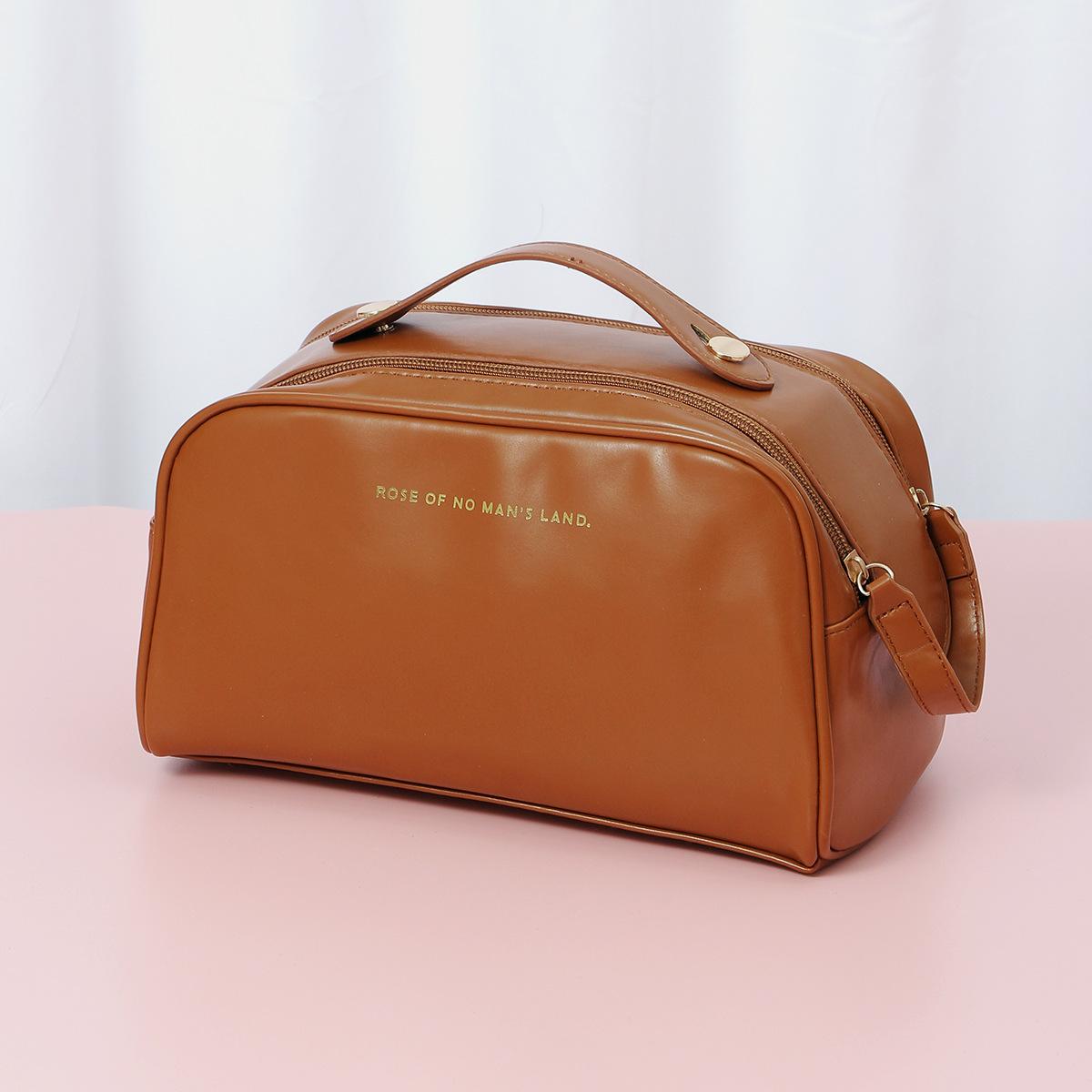 

Большая Вместительная Однотонная Дорожная Сумка для Хранения из Цветной ПУ Кожи Портативная Косметичка StyleB