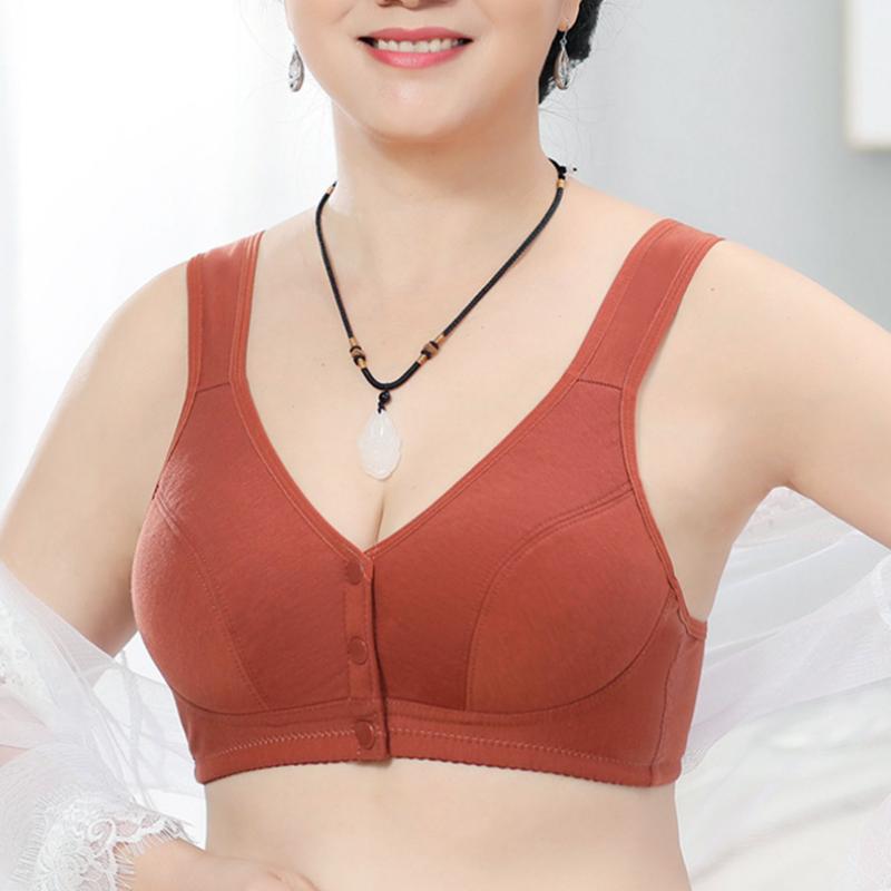 Plus Size Wirefree Vest Underwear Push Up Breathable Soft Bralette XL-7XL Front-closure Bra