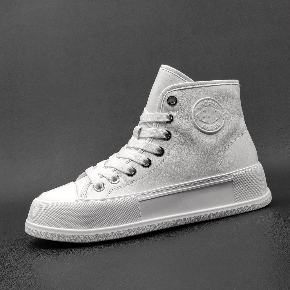 Leather Thick Baseplate Shoes Men'S Versatile Shoes European Station Men'S Shoes Men'S White Shoes High-End Light Luxury High-Tide Shoes