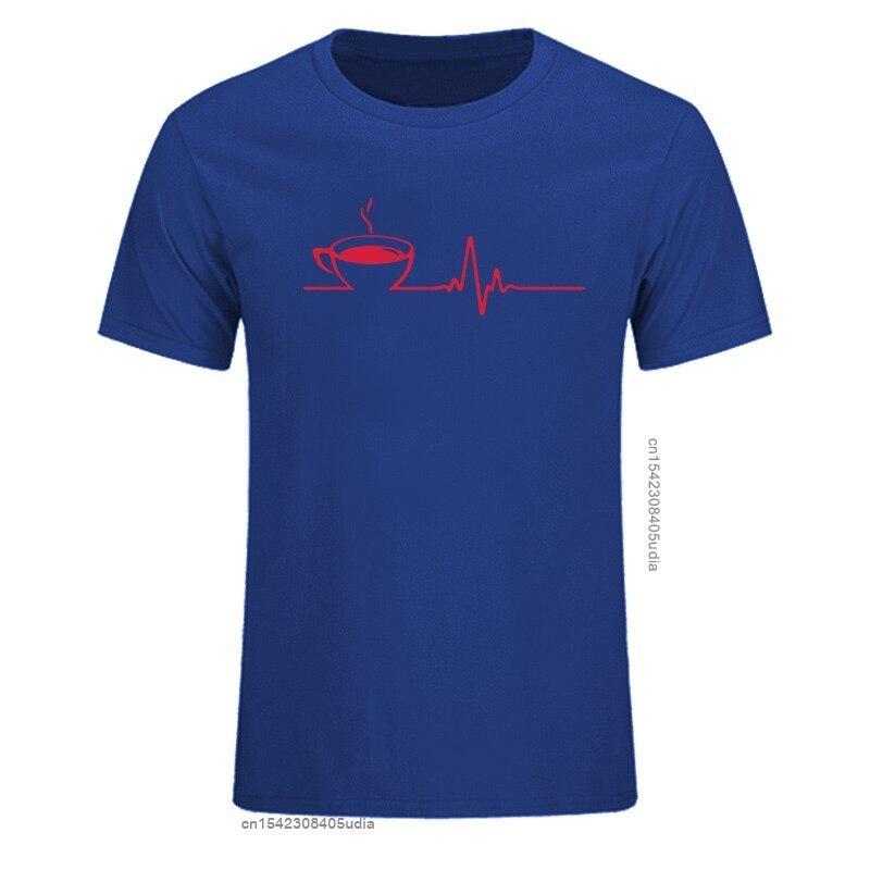 T Shirt Brand Men Short Sleeve Round Collar Coffee Heartbeat Camisas Casual The Funny Tshirt Printing T Shirts