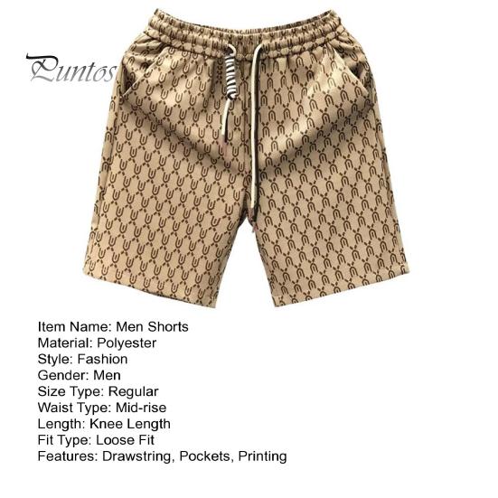 Men Summer Shorts Elastic Waist Adjustable Drawstrings Casual Shorts with Pockets Printing Wide Leg Beach Shorts Streetwear