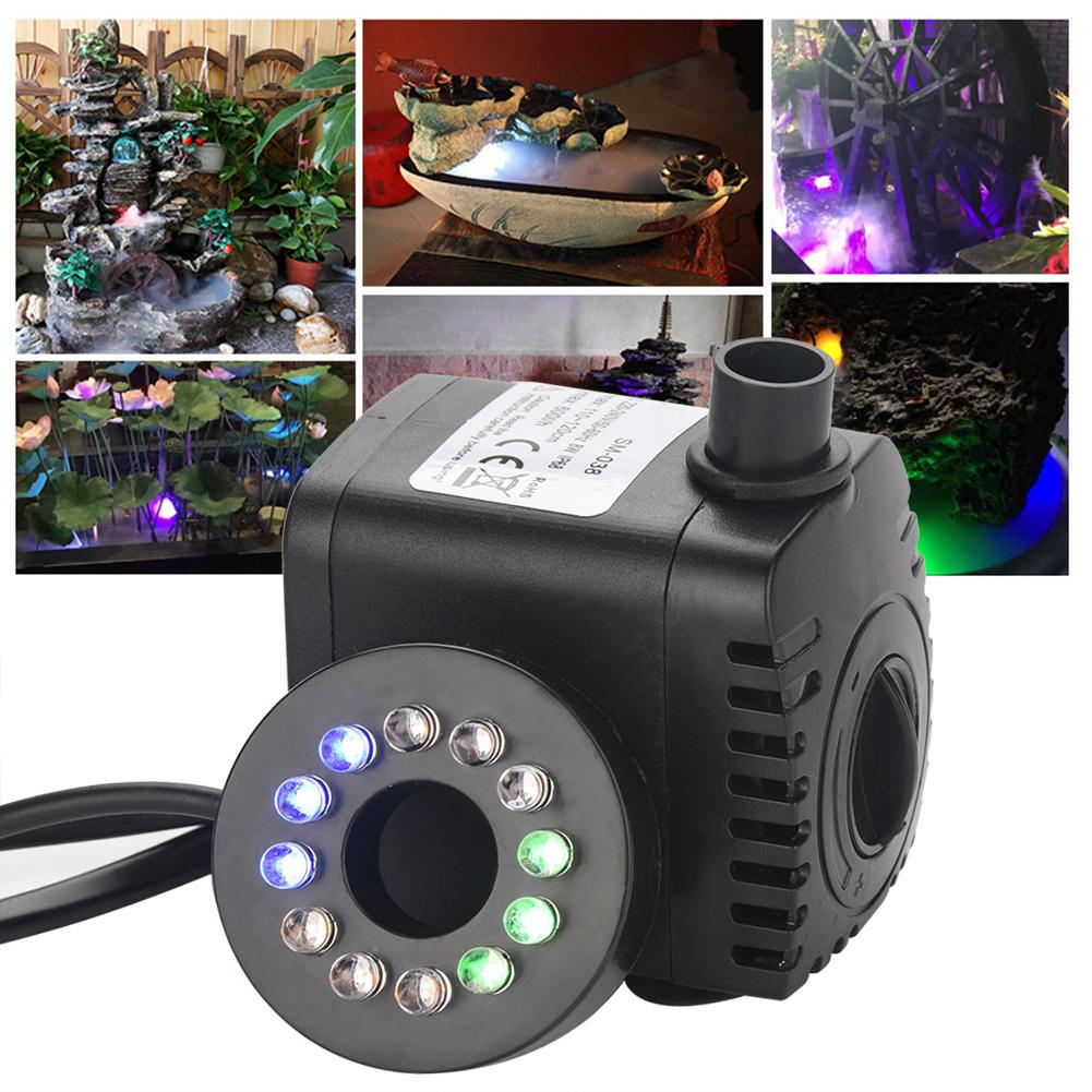 Bomba Sumergible Silenciosa con Luz LED Estanque de Peces Acuario Fuente